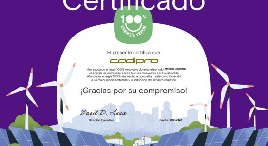 Codipro apuesta por fuentes de energía 100% renovable